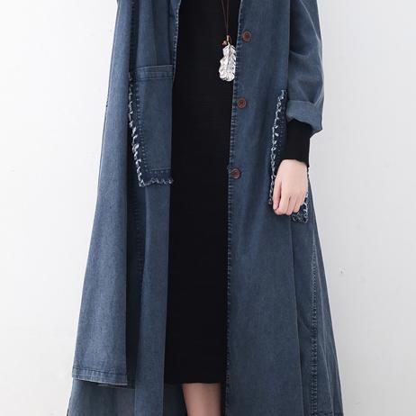 top quality black cotton overcoat oversize long coats fall trench coats big pockets - Omychic