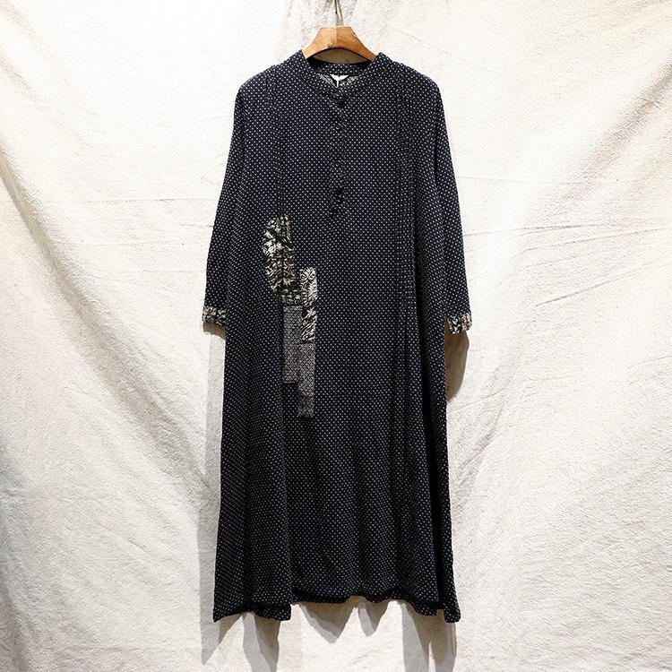 top quality black long linen dresses plus size Jacquard fall dresses Elegant Appliques - Omychic