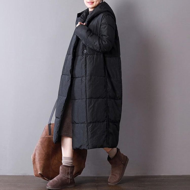 top quality black parkas plus size clothing hooded warm winter coat Fine pockets Button coats - Omychic
