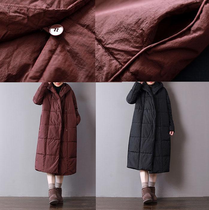 top quality black parkas plus size clothing hooded warm winter coat Fine pockets Button coats - Omychic