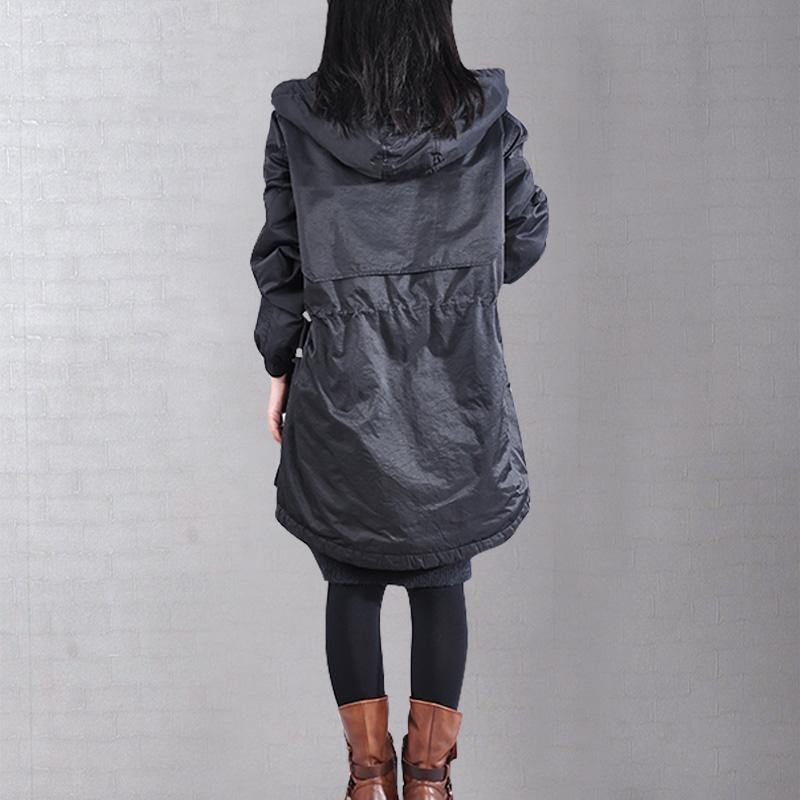 top quality black winter coats plus size clothing down jacket zippered drawstring winter coats - Omychic