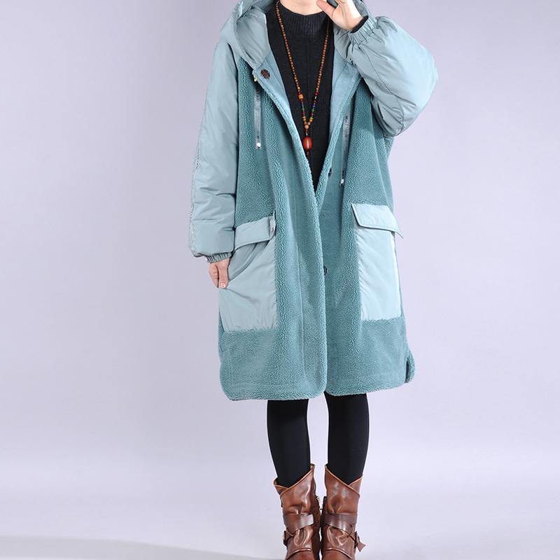 top quality blue casual outfit casual down jacket hooded pockets winter coats - Omychic