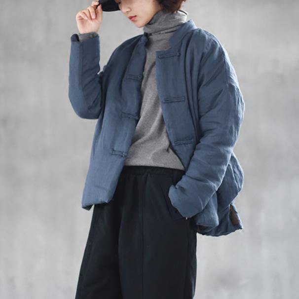 top quality blue winter coat oversize short parkas warm coats Casual side open short winter outfit - Omychic