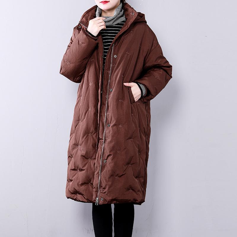 chocolate warm winter coat plus size hoodedYZ-2018111413 - Omychic