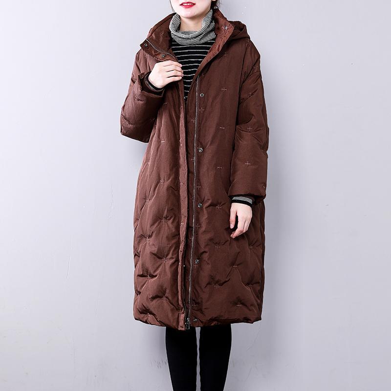 chocolate warm winter coat plus size hoodedYZ-2018111413 - Omychic