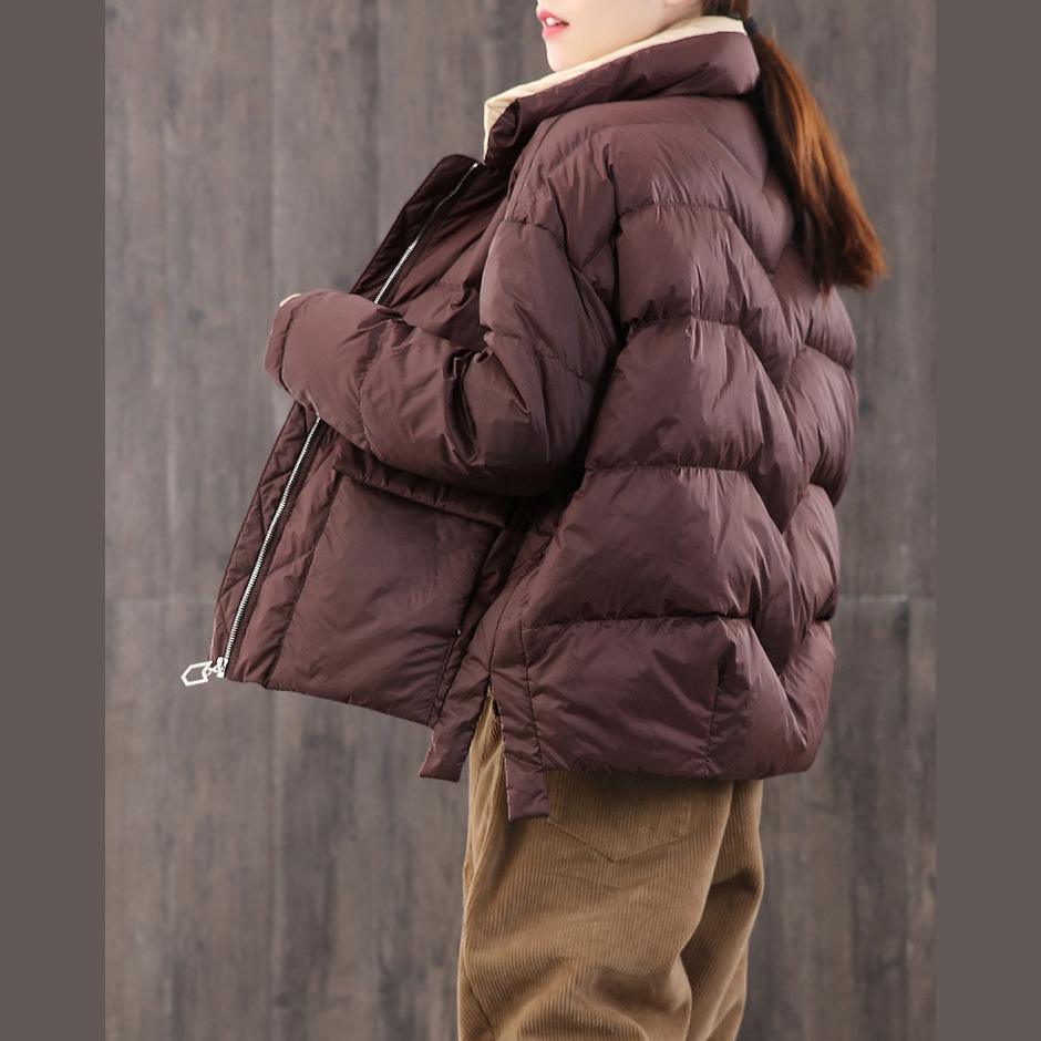 top quality dark red warm winter coat plus size clothing zippered snow jackets side open Luxury overcoat - Omychic