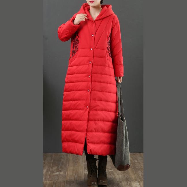 top quality red warm coats plus size clothing snow jackets embroidery hooded winter coats - Omychic