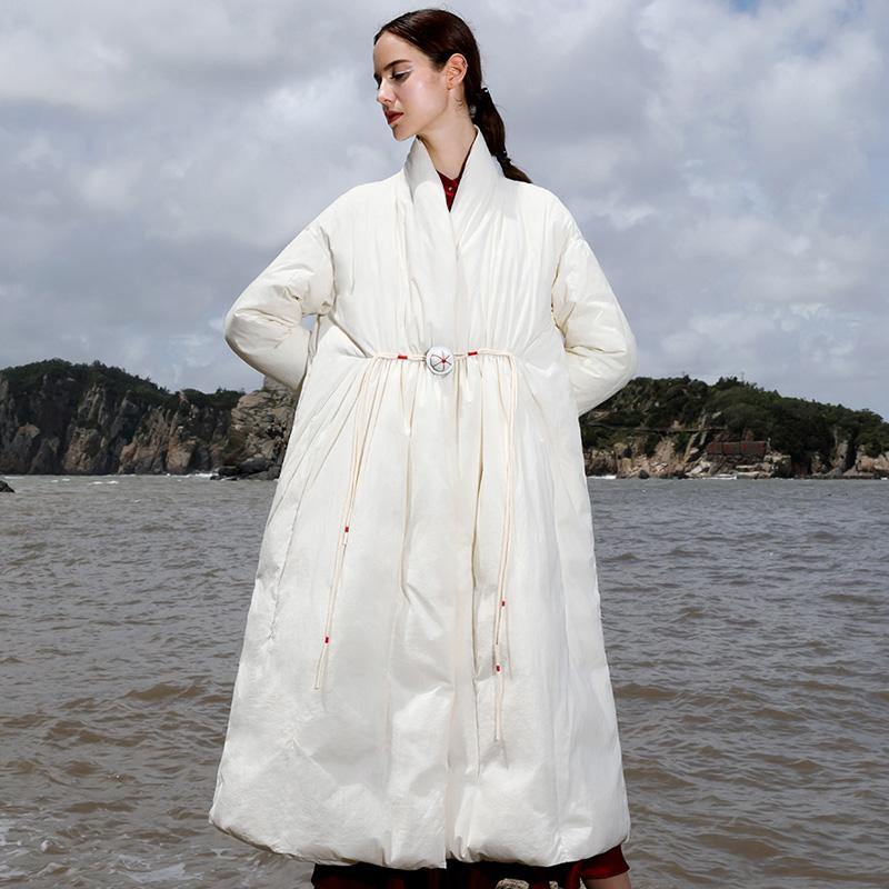 top quality white duck down coat casual drawstring  down jacket thick coats - Omychic