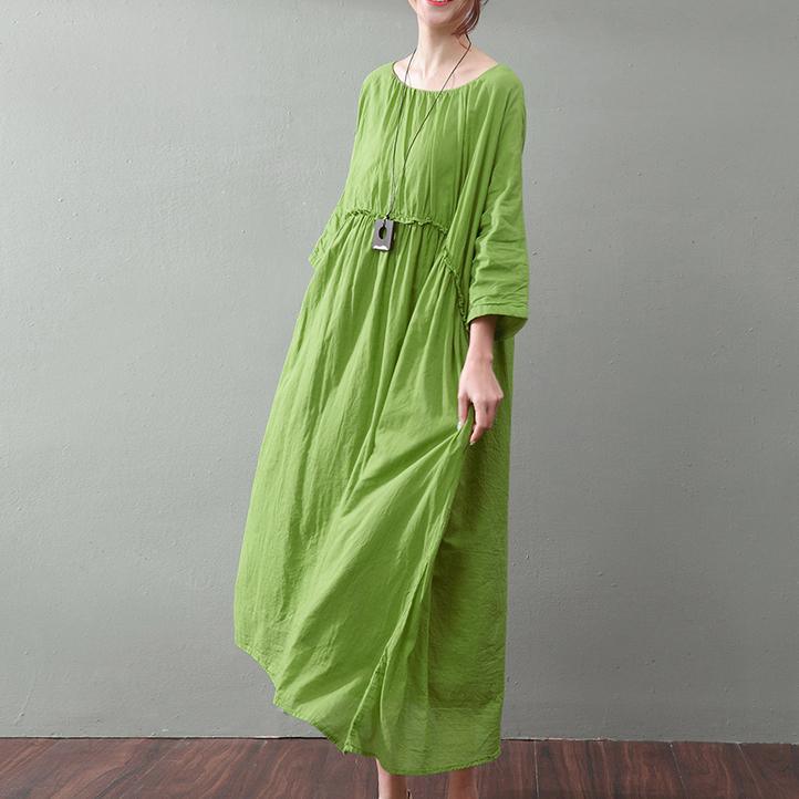 Top Quality Green Cotton Dresses Trendy Plus Size High Waist Cotton Clothing Dress Top Quality Big Hem Kaftans - Omychic