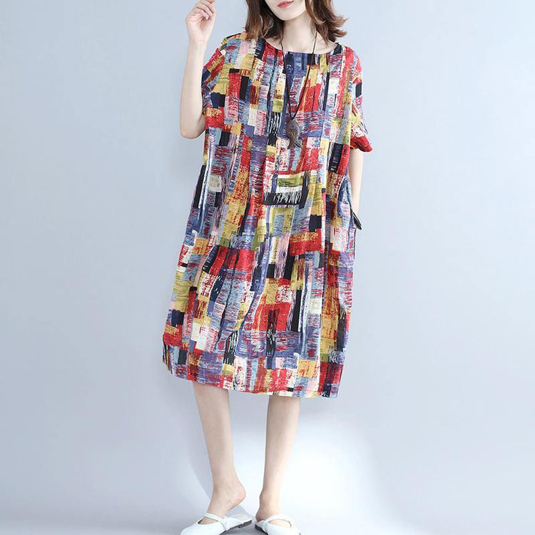 top quality multi color pure cotton dresses oversize shirt dress top quality slim fit o neck cotton dresses - Omychic