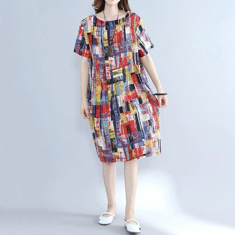 top quality multi color pure cotton dresses oversize shirt dress top quality slim fit o neck cotton dresses - Omychic