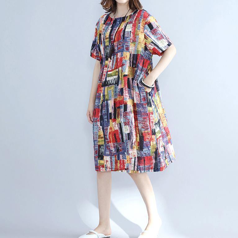 top quality multi color pure cotton dresses oversize shirt dress top quality slim fit o neck cotton dresses - Omychic