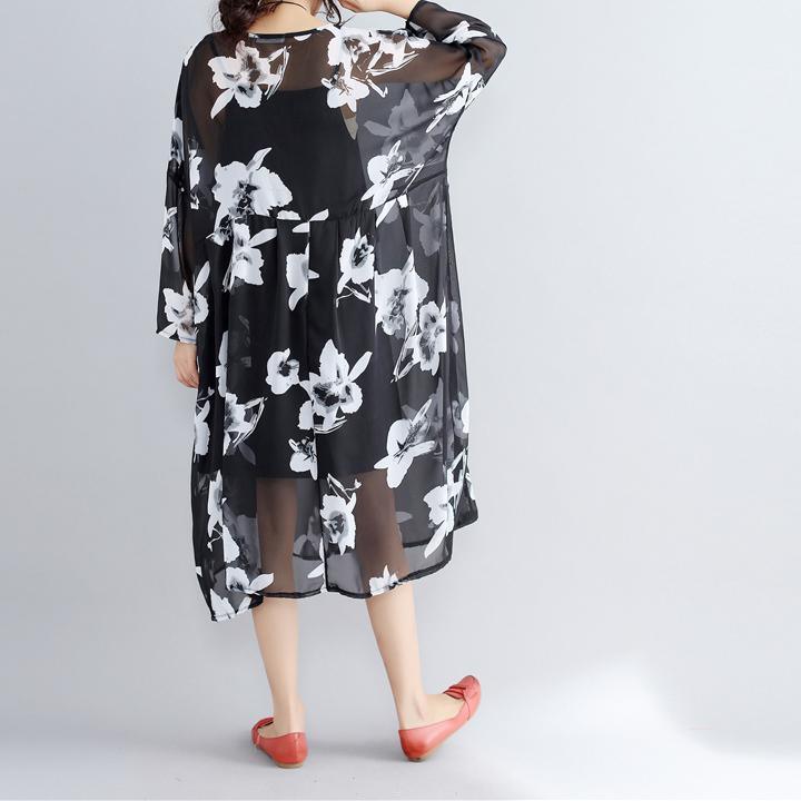 top quality photo color chiffon dresses casual chiffon dress New two pieces floral dress - Omychic