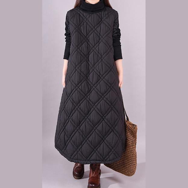 vid patchwork cotton winter dresses Neckline black high neck Kaftan Dress - Omychic