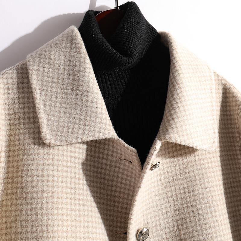 vintage beige woolen outwear plus size clothing winter coat fall jackets pockets - Omychic