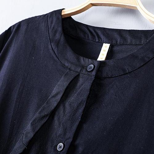 vintage black A line Dress Loose fitting patchwork shirt dresses2018 o neck blouses - Omychic