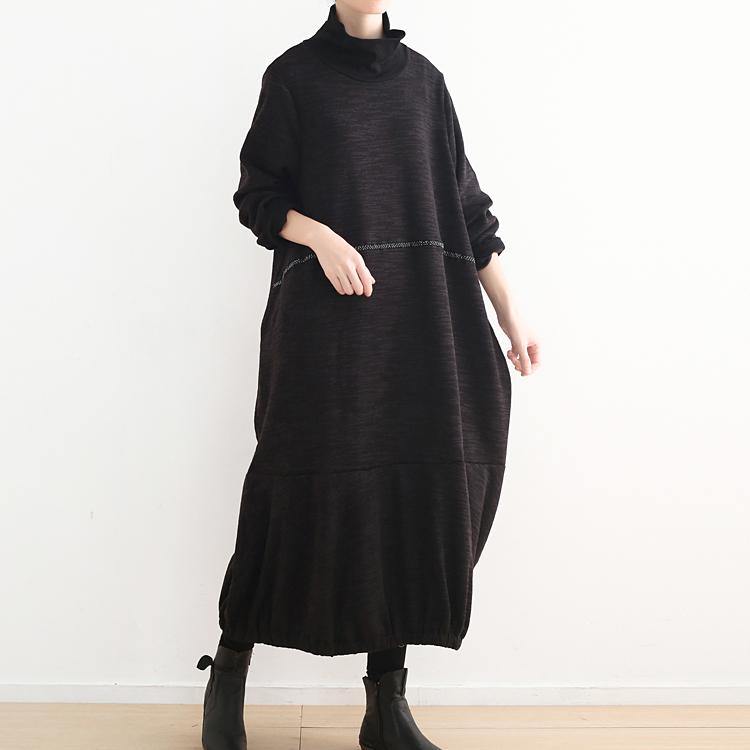 vintage black long sweaters plus size high neck pullover sweater 2018 baggy dresses sweater - Omychic