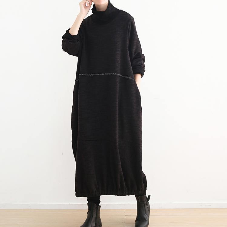 vintage black long sweaters plus size high neck pullover sweater 2018 baggy dresses sweater - Omychic