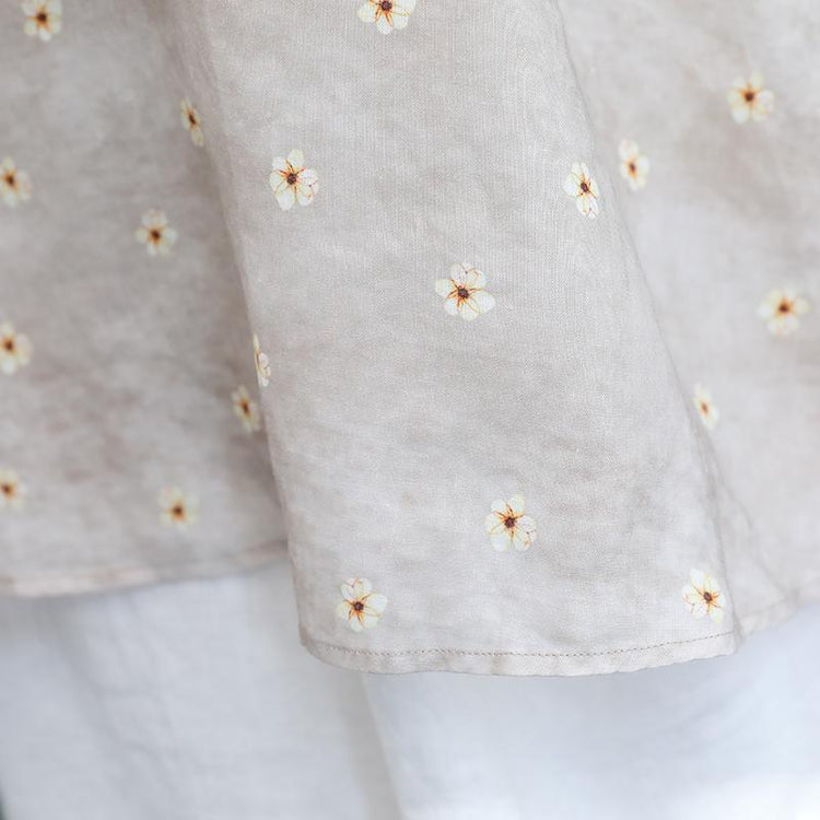 vintage floral silk linen dress plus size O neck sleeveless clothing dress casual kaftan - Omychic