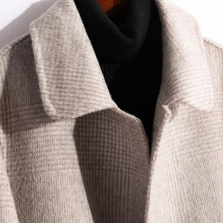 vintage light gray Woolen Coats oversized Jackets & Coats fall coat plaid - Omychic
