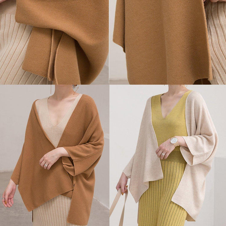 vintage nude cozy sweater fall fashion Three Quarter sleeve sweaters New cardigan blouse - Omychic