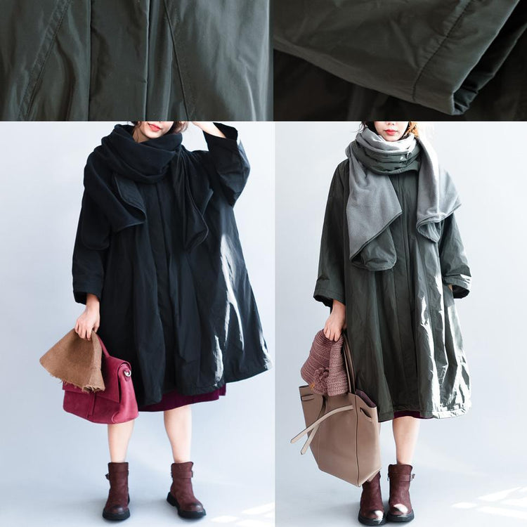 vintage black Parka plussize down coat Casual long cardigans - Omychic