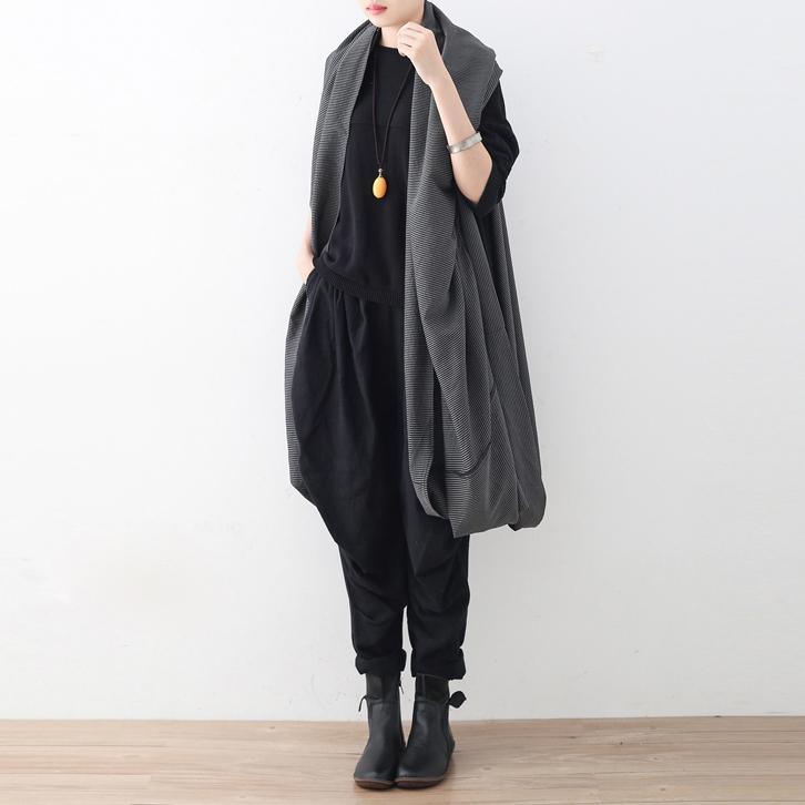 vintage gray vest scarf coat oversize asymmetrical hem cardigans & Coats boutique sleeveless coats - Omychic