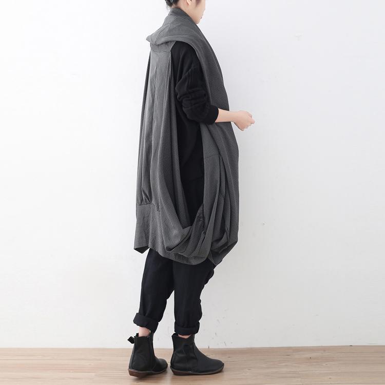 vintage gray vest scarf coat oversize asymmetrical hem cardigans & Coats boutique sleeveless coats - Omychic