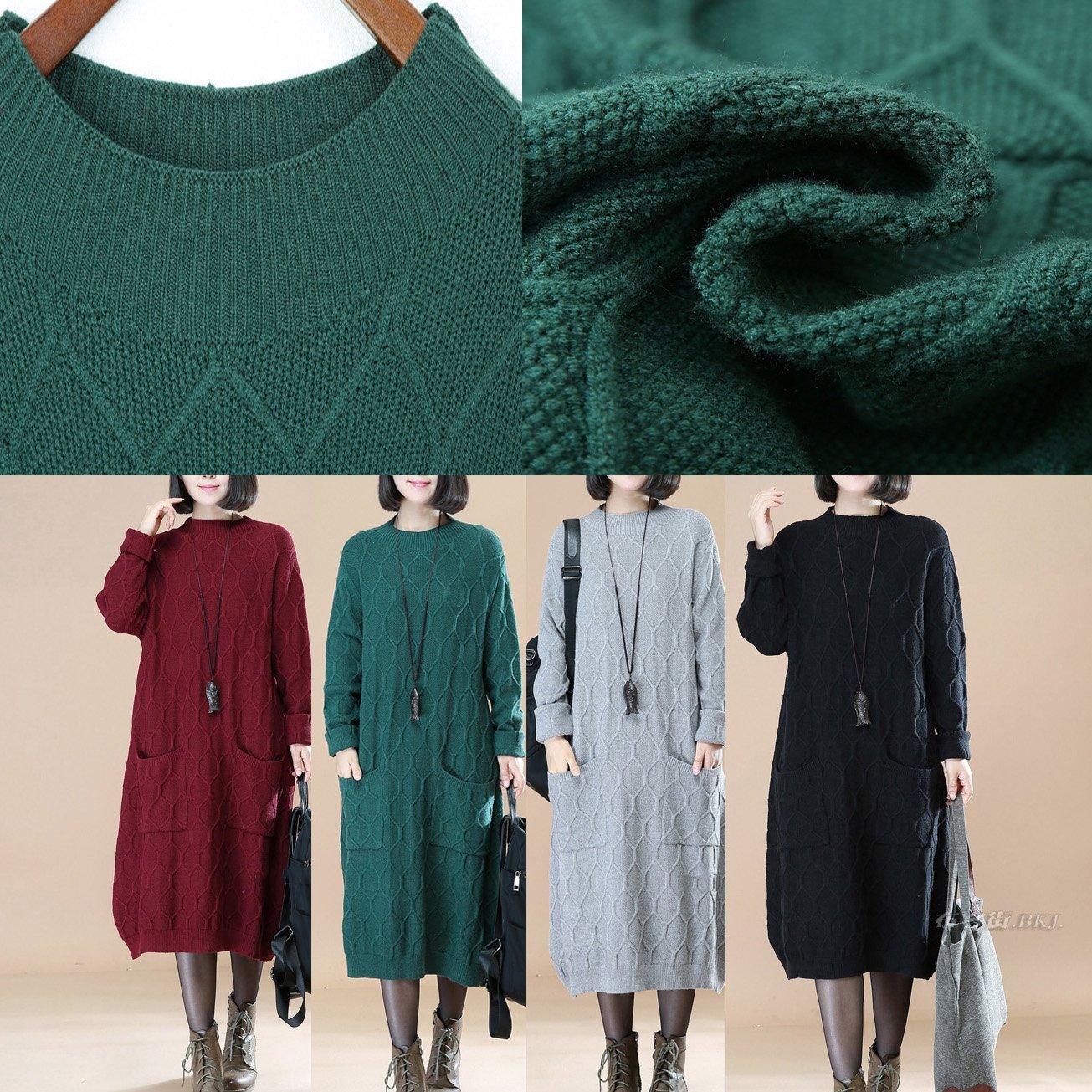 vintage green sweater dress plus size clothing sweater New pullover - Omychic