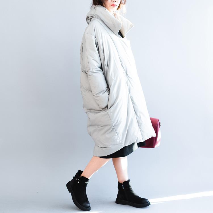 vintage light gray Parka oversized down overcoat women causal oversized winter outwear - Omychic