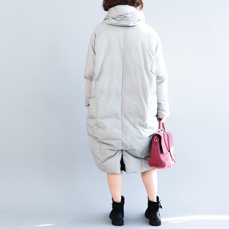 vintage light gray Parka oversized down overcoat women causal oversized winter outwear - Omychic