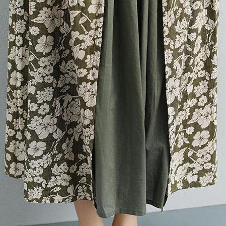 vintage natural linen skirt oversize Summer Floral Casual Lacing Long Skirts - Omychic