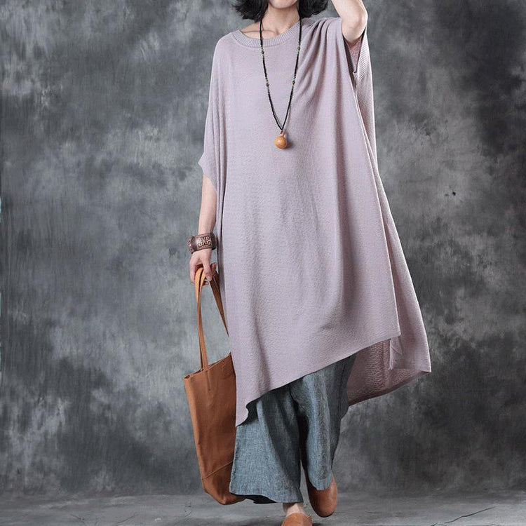 Vintage Nude Pink Long Cotton Dresses Trendy Plus Size Side Open Cotton Maxi Dress Top Quality Low High Design Kaftans - Omychic