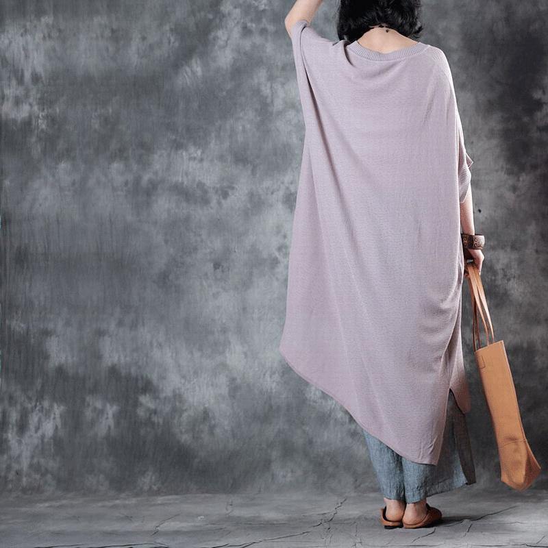 Vintage Nude Pink Long Cotton Dresses Trendy Plus Size Side Open Cotton Maxi Dress Top Quality Low High Design Kaftans - Omychic