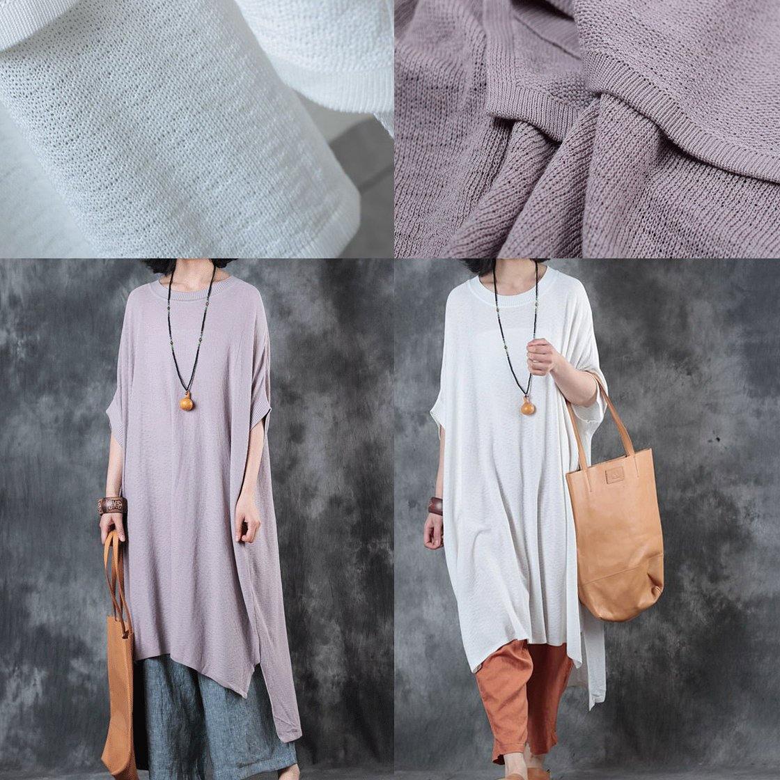 Vintage Nude Pink Long Cotton Dresses Trendy Plus Size Side Open Cotton Maxi Dress Top Quality Low High Design Kaftans - Omychic