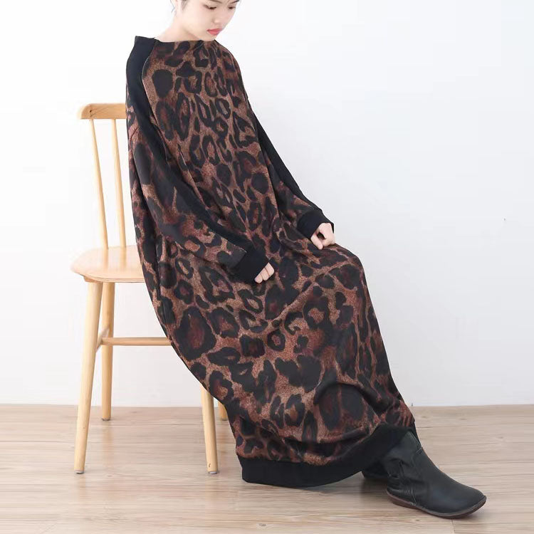 vintage khaki knit dresses trendy plus size prints fall dresses Fine patchwork winter dress