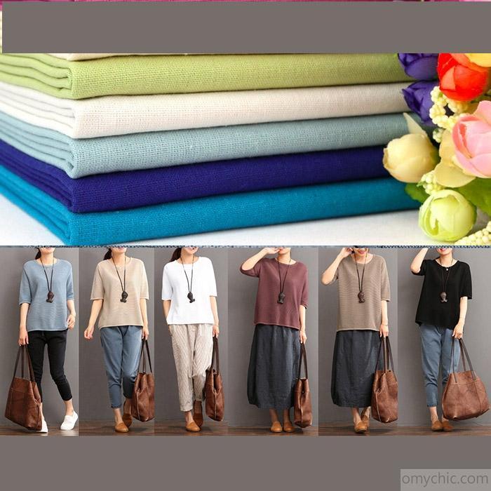White linen top causal summer blouse women shirt - Omychic