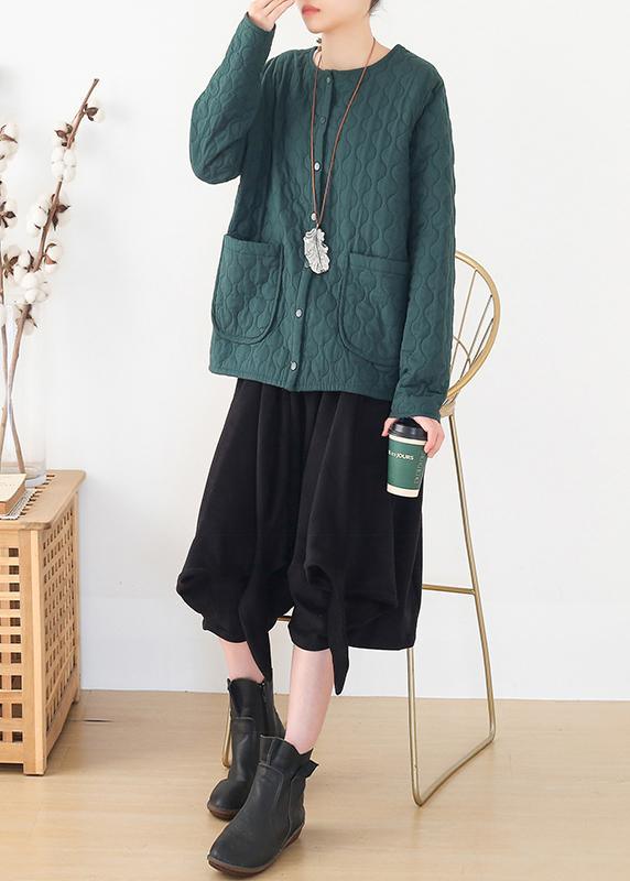 winter women blackish green warm quilted jacket cotton thick short coat - Omychic