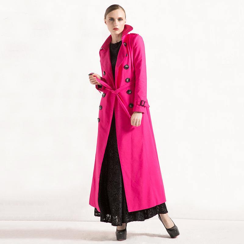 winter casual cotton vlended maxi coat fahion tie waist double breast trench coats - Omychic