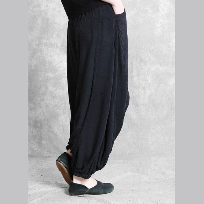 women black casual cotton linen autumn loose draping wid leg pants - Omychic