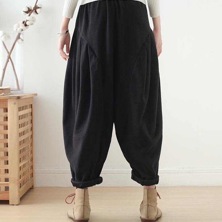 women black cotton harem pants plus size fashion wide leg pants - Omychic
