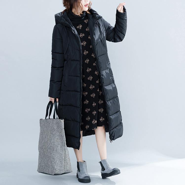 women black trendy plus size hooded quilted coat women pockets zippered cotton coats - Omychic