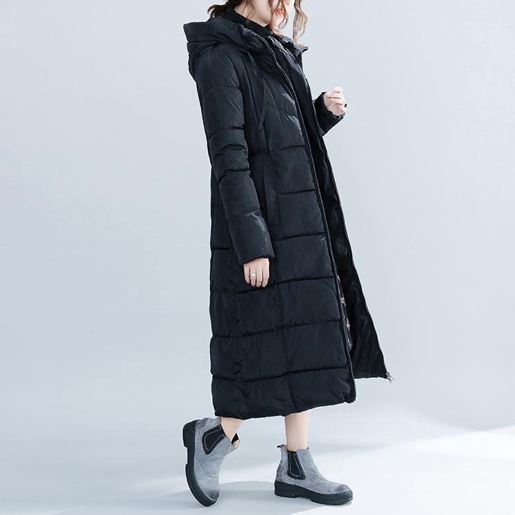 women black trendy plus size hooded quilted coat women pockets zippered cotton coats - Omychic