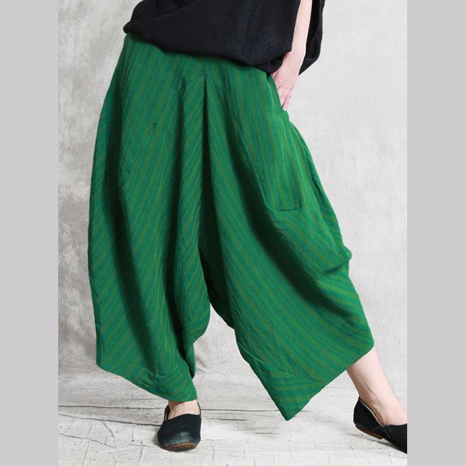 women casual green pockets harem pants - Omychic
