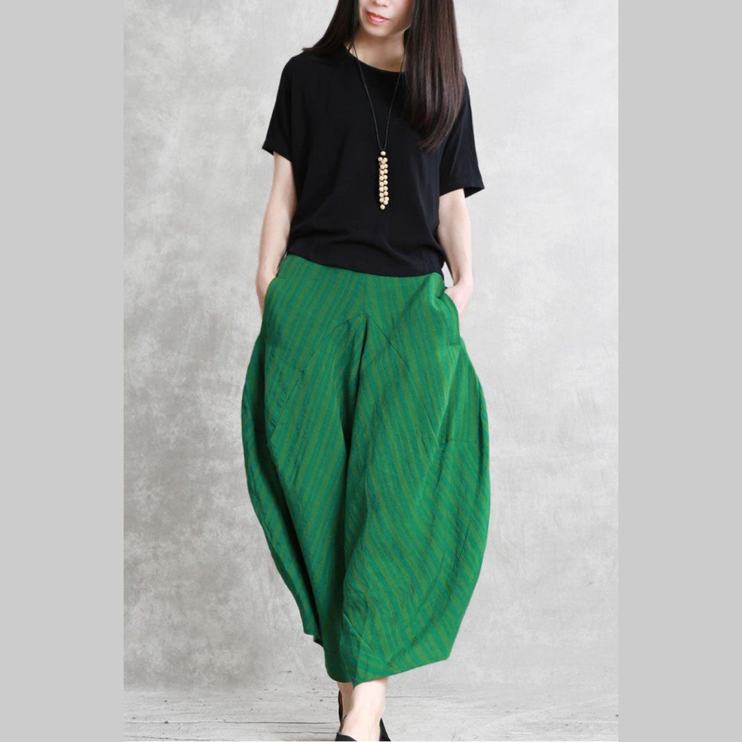 women casual green pockets harem pants - Omychic