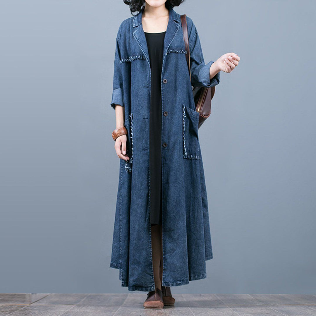 Women Casual Rough Selvage Big Pockets Hooded Coat