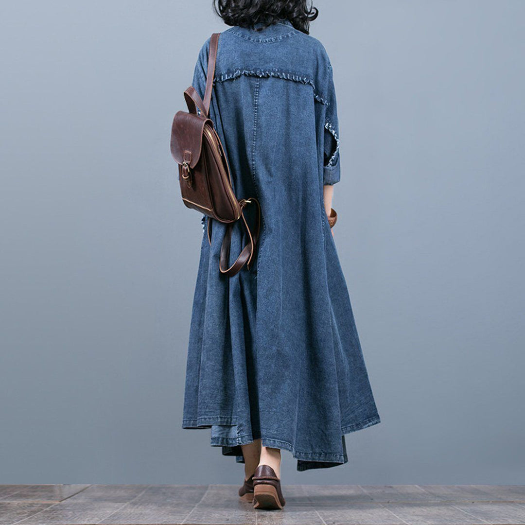 Women Casual Rough Selvage Big Pockets Hooded Coat