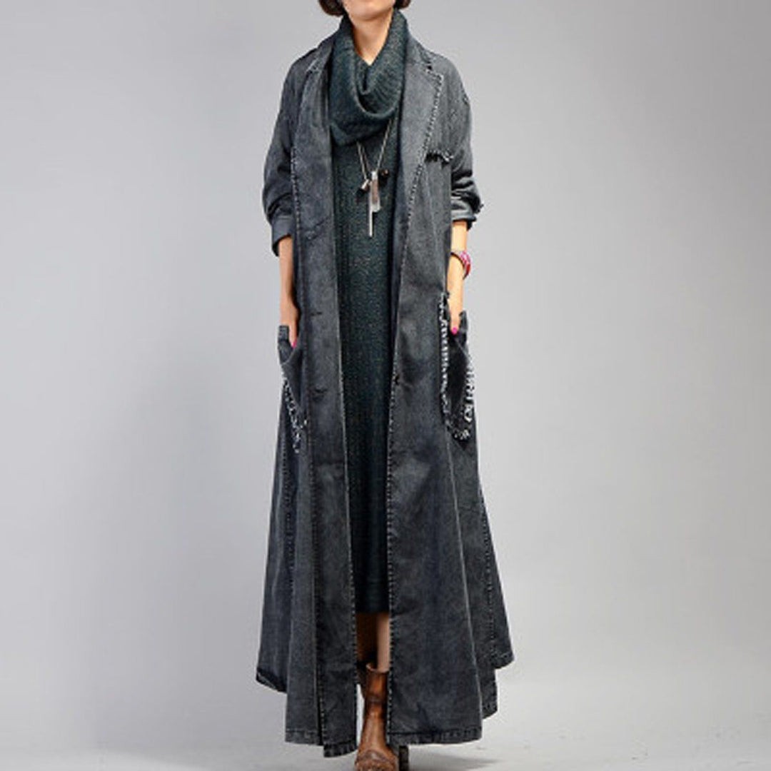 Women Casual Rough Selvage Big Pockets Hooded Coat