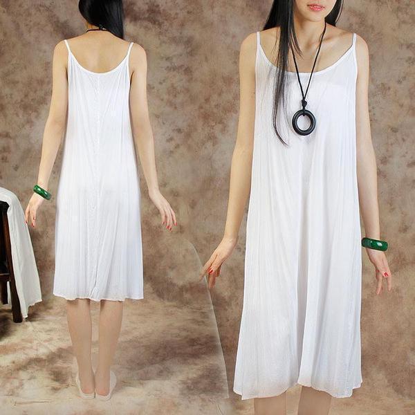 Summer Women Short Sleeve Pleated Beige Thin Dress - Omychic