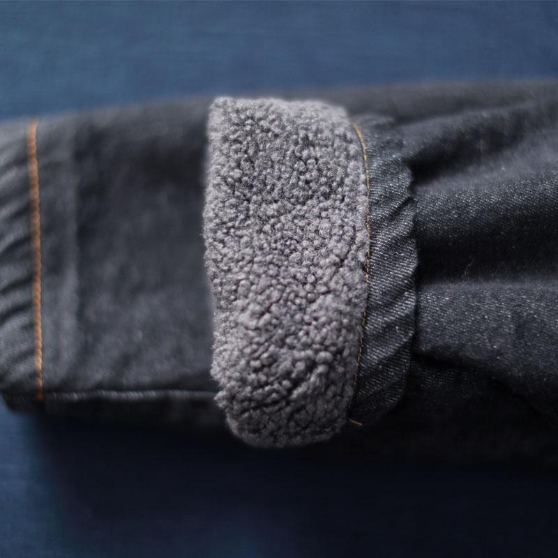 women denim black parkas oversized hooded warm winter coat Warm pockets thick outwear - Omychic
